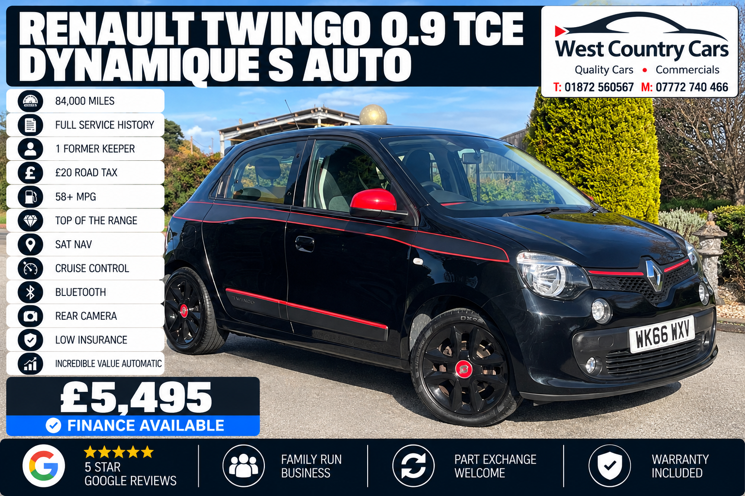 2016 Renault Twingo 0.9 TCE Dynamique S Auto-£5,495/ 84,000 Miles/ Full Service History/ 1 Former Keeper/ £20 Tax/ Value Automatic/ Used Cars Truro
