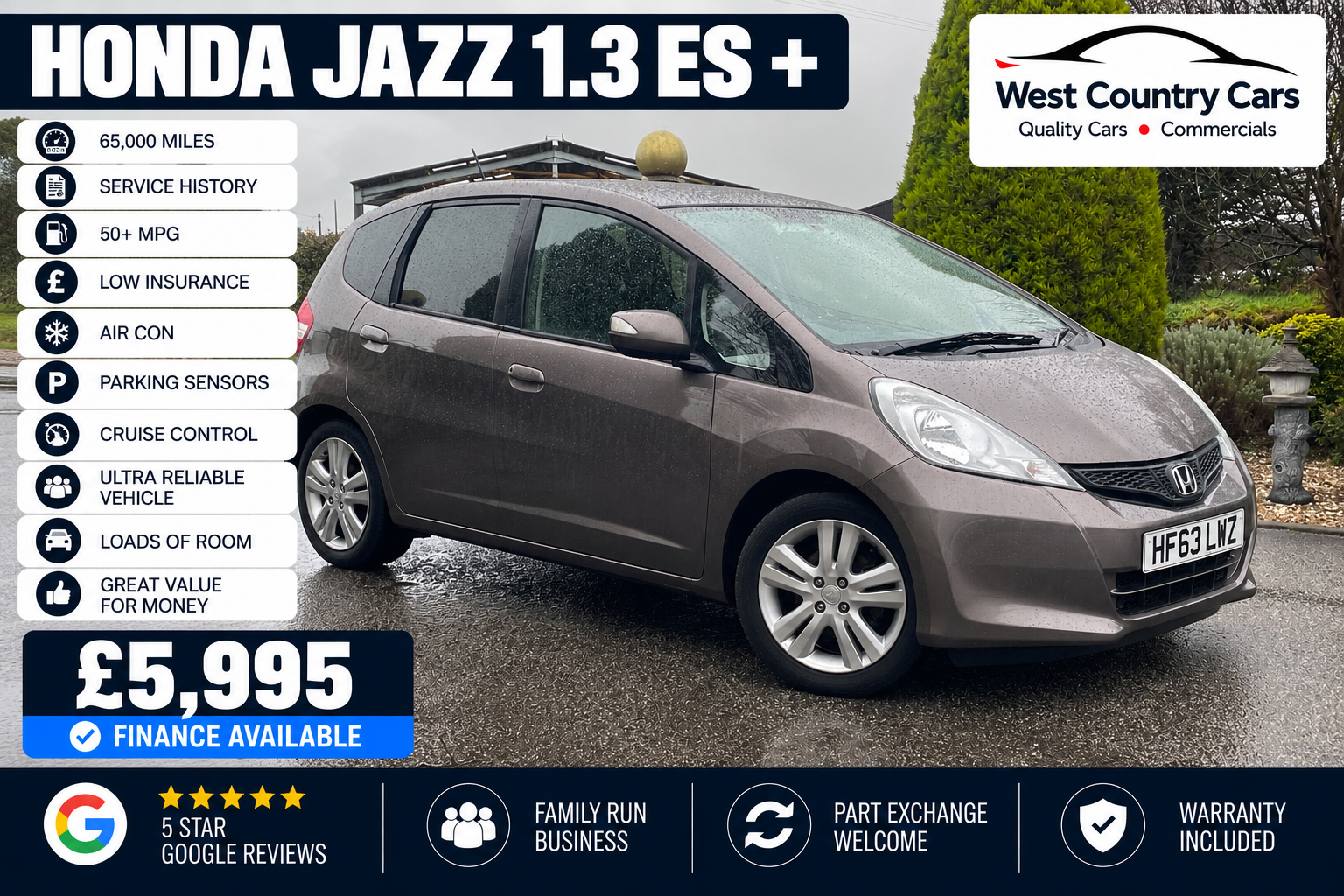 2013 Honda Jazz 1.4 ES Plus-£5,995/ 65,000 Miles/ Service History/ Ultra Reliable/ 50+MPG/ Used Cars Truro
